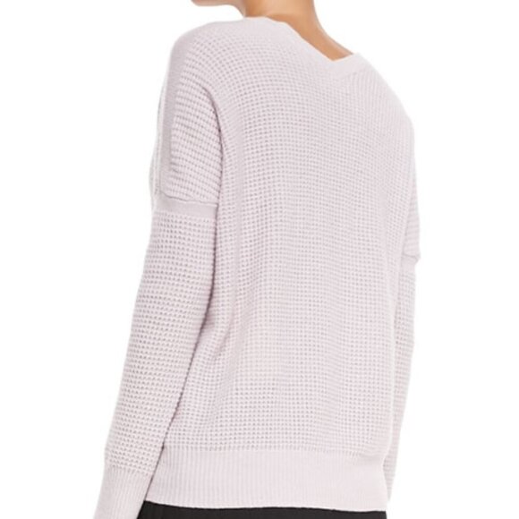 Vince Lilac V-Neck Waffle Knit Wool Cashmere Sweater - Picture 2 of 7